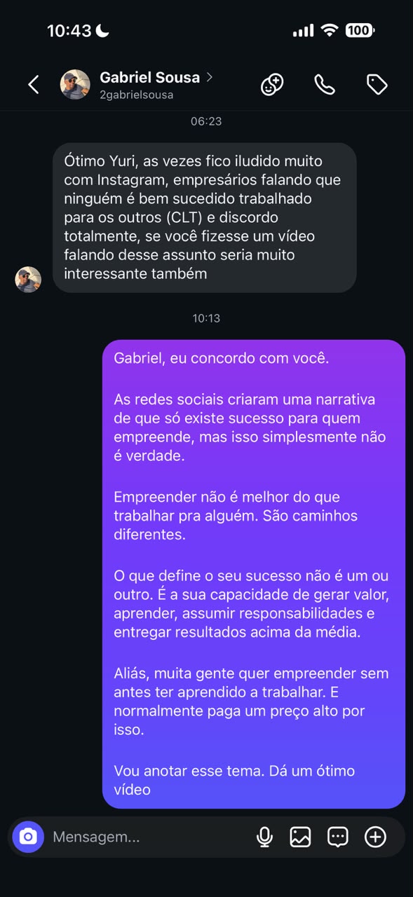 Depoimento sobre Yuri Fortes